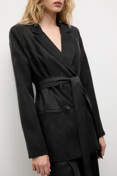 Answear.LAB sacou culoarea negru, cu doua randuri de nasturi, neted imagine