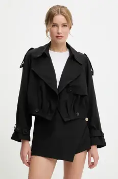 Answear Lab sacou culoarea negru, cu doua randuri de nasturi, neted imagine