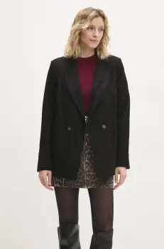 Answear Lab sacou culoarea negru, cu doua randuri de nasturi, neted imagine