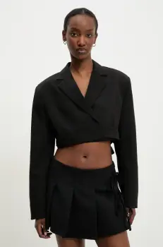 Answear Lab sacou culoarea negru, desfacut, neted imagine