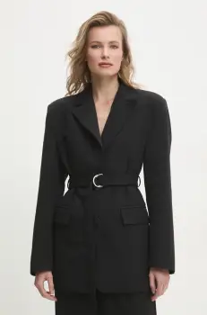 Answear Lab sacou culoarea negru, un singur rand de nasturi, neted imagine