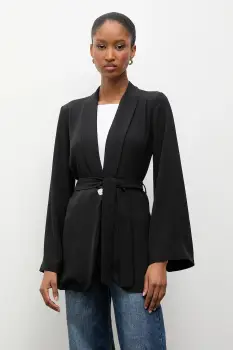 Answear.LAB sacou culoarea negru, un singur rand de nasturi, neted imagine