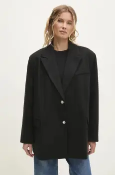 Answear Lab sacou culoarea negru, un singur rand de nasturi, neted imagine