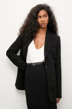 Answear.LAB sacou culoarea negru, un singur rand de nasturi, neted imagine