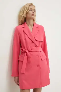Answear Lab sacou culoarea roz, cu doua randuri de nasturi, neted imagine