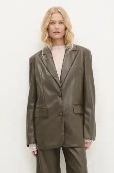 Answear Lab sacou culoarea verde, un singur rand de nasturi, neted imagine