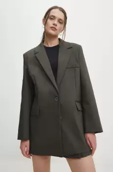 Answear Lab sacou culoarea verde, un singur rand de nasturi, neted imagine