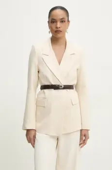 Answear Lab sacou din bumbac culoarea bej, desfacut, neted imagine