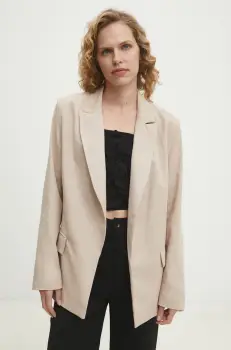 Answear Lab sacou din in culoarea bej, desfacut, neted imagine