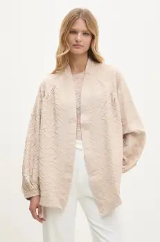 Answear Lab sacou din in culoarea bej, desfacut, neted imagine