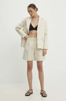 Answear Lab sacou din in culoarea bej, un singur rand de nasturi, neted imagine