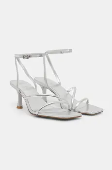 Answear Lab sandale de piele culoarea argintiu imagine