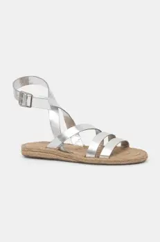 Answear Lab sandale de piele femei, culoarea argintiu imagine