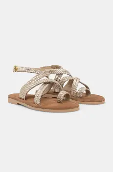 Answear Lab sandale de piele femei, culoarea auriu imagine