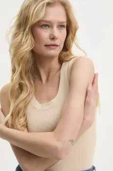 Answear Lab tricou din amestec de lana culoarea bej imagine