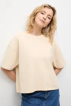 Answear.LAB tricou din bumbac culoarea bej imagine