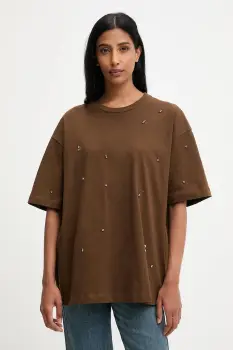 Answear.LAB tricou din bumbac culoarea maro imagine