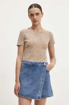 Answear Lab tricou femei, culoarea maro imagine