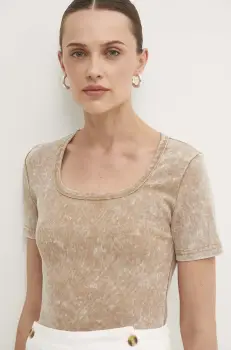 Answear Lab tricou femei, culoarea maro imagine