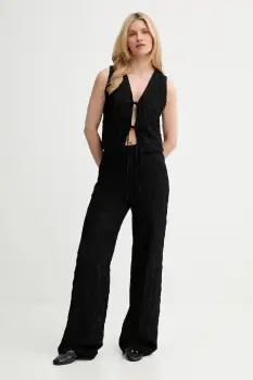 Answear Lab vesta si pantaloni culoarea neagra, pentru femei imagine
