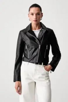 Armani Exchange geaca de piele pentru femei imagine