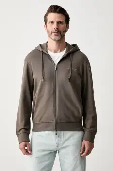 Armani Exchange hanorac cu fermoar si gluga pentru barbati din bumbac imagine