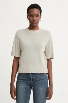 Armani Exchange pulover cu maneca scurta pentru femei, cu amestec de in imagine