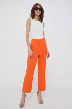 Artigli pantaloni femei, culoarea portocaliu, drept, high waist imagine