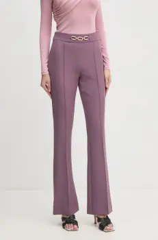 Artigli pantaloni femei, culoarea roz, evazati, high waist, ACPA000038 imagine