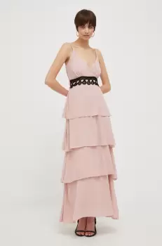 Artigli rochie culoarea roz, maxi, evazati imagine