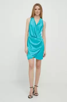 Artigli rochie culoarea turcoaz, mini, drept imagine