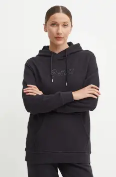 Asics bluza femei, culoarea negru, cu gluga, cu imprimeu, 2032C845 imagine