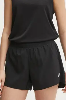 Asics pantaloni scurti de alergare Core culoarea negru, neted, medium waist, 2012D168 imagine