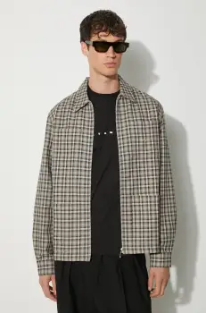 Awake NY geaca cu aspect de camasa Lt Wt culoarea maro, de tranzitie, oversize, SP24-OT004 imagine