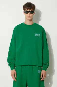 Awake NY hanorac de bumbac Awake Crewneck barbati, culoarea verde, cu imprimeu, SP24-CN002 imagine
