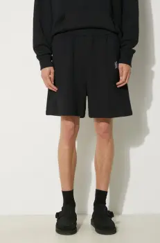 Awake NY pantaloni scurti din bumbac Awake Sweatshort culoarea negru, melanj, SP24-PA006 imagine