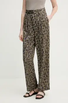 BA&SH pantaloni BLOY femei, culoarea gri, lat, high waist, 1E25BLOY imagine