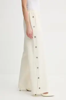 BA&SH pantaloni JOSTA femei, culoarea bej, lat, high waist, 1E25JOST imagine