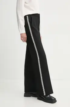 BA&SH pantaloni SAUL femei, culoarea negru, drept, high waist, 1E25SAUL imagine