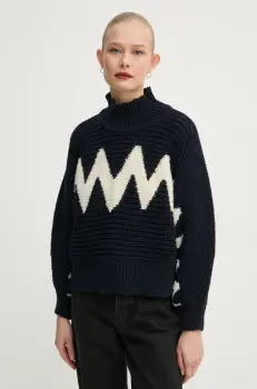 BA&SH pulover de lana femei, culoarea albastru marin, cu turtleneck, 1H24ONDI imagine