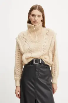 BA&SH pulover de lana femei, culoarea bej, calduros, 1H24BALA imagine