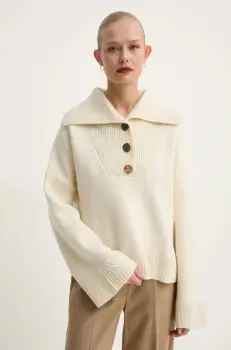 BA&SH pulover de lana femei, culoarea bej, calduros, 1H24BIVA imagine