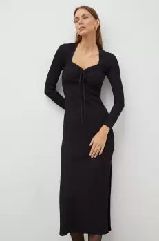 BA&SH rochie culoarea negru, midi, mulata imagine