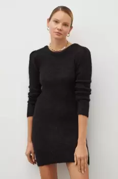 BA&SH rochie din lana culoarea negru, mini, mulata imagine