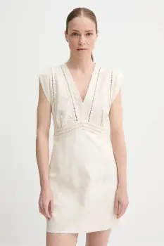 BA&SH rochie NARIA culoarea bej, mini, dreapta, 1E25NARI imagine