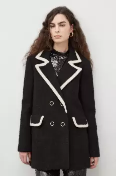 BA&SH sacou din lana culoarea negru, cu doua randuri de nasturi, modelator imagine