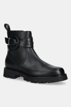 Baldinini cizme de piele culoarea negru, cu toc plat, D6B427P1VIBT imagine