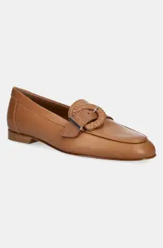 Baldinini mocasini de piele femei, culoarea maro, cu toc plat, D5E085P1NAPP imagine
