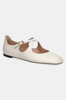 Bally balerini de piele culoarea bej, WA051B imagine