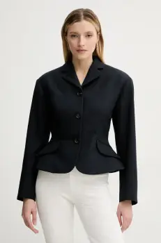 Bally geaca de lana culoarea bleumarin, un singur rand de nasturi, uni, WOU088 imagine